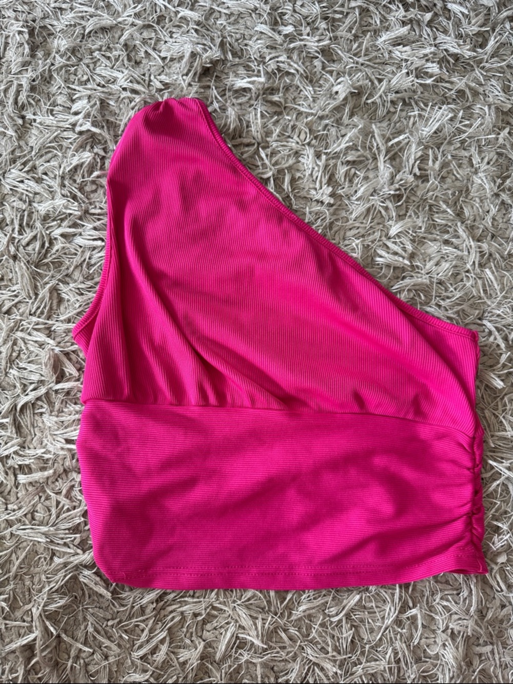 One-Shoulder Hot Pink Crop Top